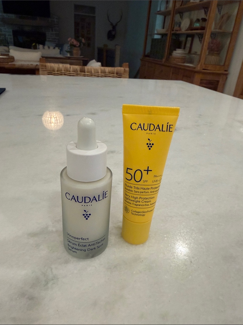 Never Opened- Caudalie Brightening Serum & SPF 50+ Sunscreen — White & Yellow